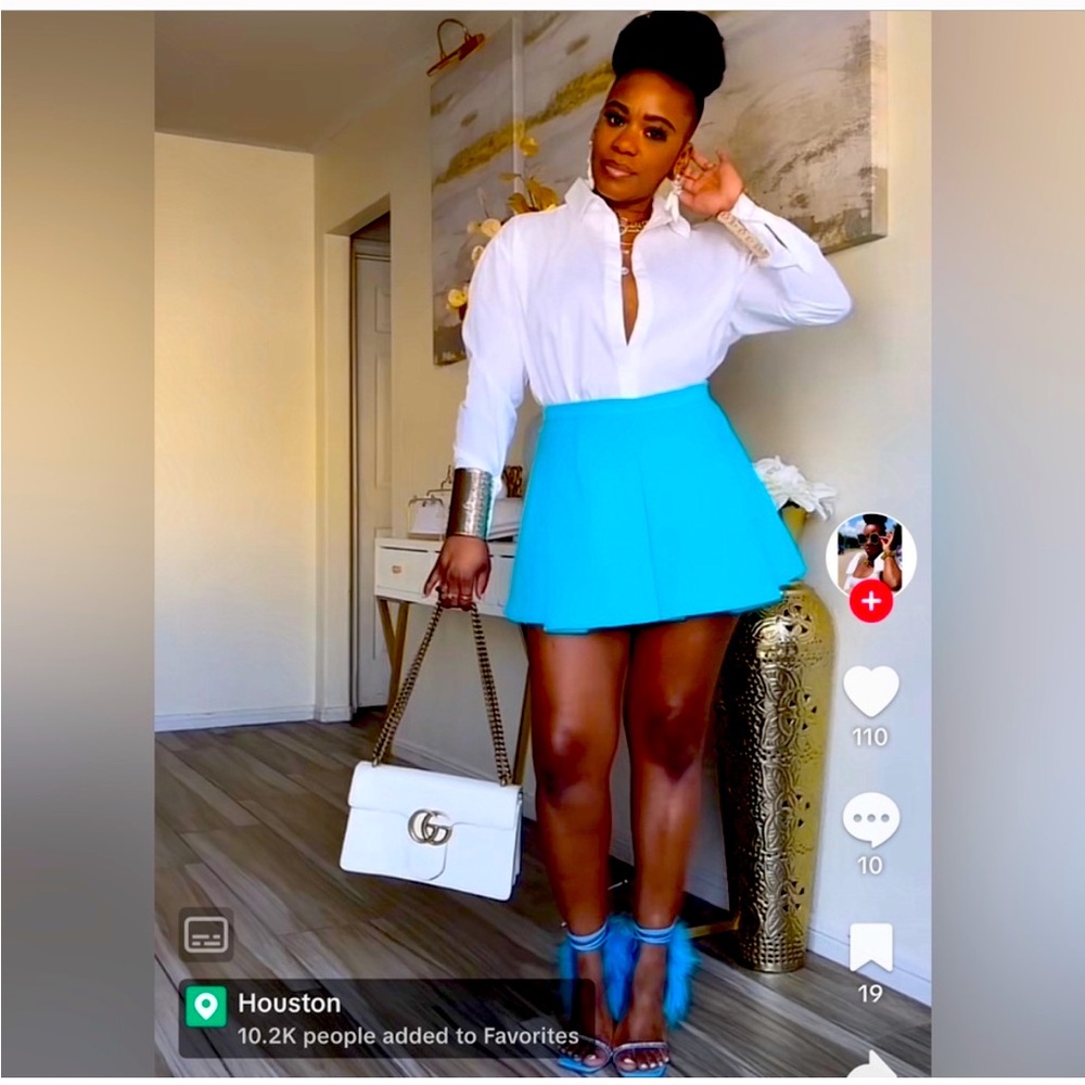 ZARA Sky blue texture skort 2987/811